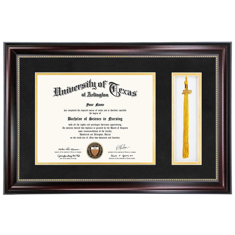 11X17 Mahogany Diploma Frame With Tassel Holder For 8.5X11 Certificate Documen