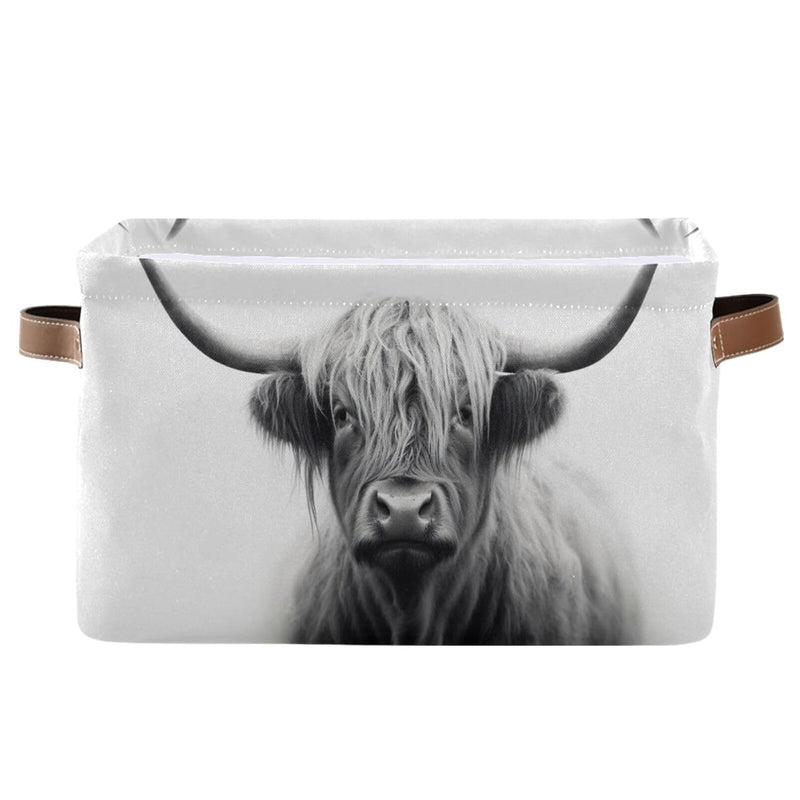 Scottish Highland Cow Print Storage Bin Collapsible Canvas Storage Basket Closet