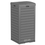 31 Gallon Outdoor Trash Can, Waterproof Resin Garbage Can with Tiered Lid and Drip Tray, Outside Trash Bin for Patio, Kitchen, Backyard, Deck, Gray