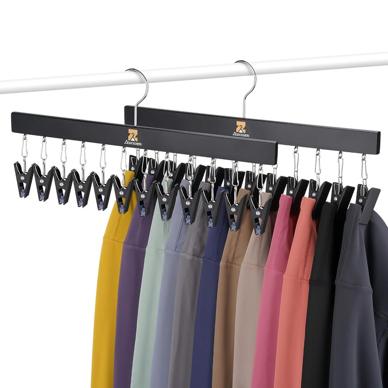 Legging Organizer, 2 Pack Pants Hangers Hat Racks With Clips, Holds 24 Leggings,