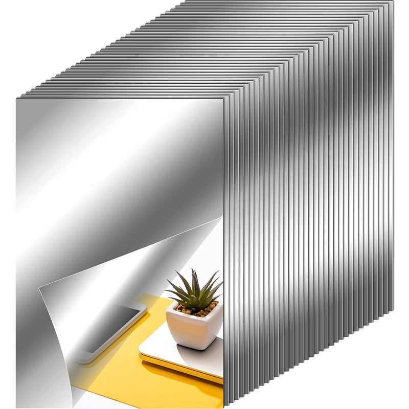 30 Pieces Flexible Mirror Sheets Self Adhesive Non Glass Mirror Tiles 12 X 12