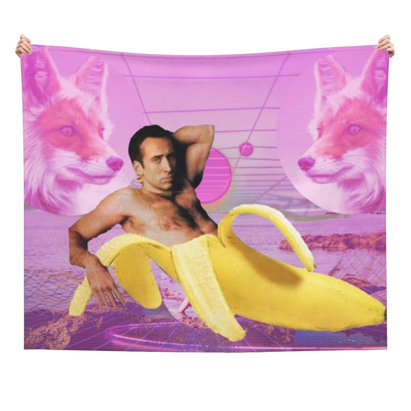 Funny Banana Vaporwave Blanket Flannel Fleece Throw Blankets 80"X60" Soft Cozy