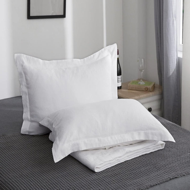 100% Belgian Linen Pillow Shams -Set Of 2, King Size - Basic Style Breathable