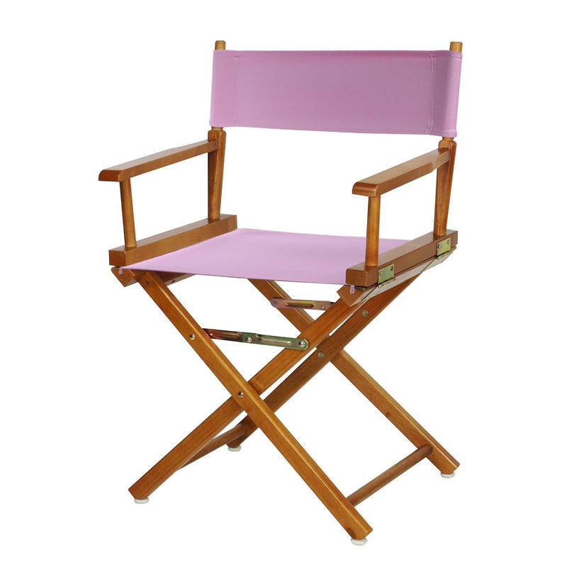 200-55/021-22 18" Honey Oak Frame-Pink Canvas Director Chair Classic Height, O