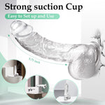 8 Inch Clear Dildo - Realistic, Strong Suction Cup, Hands-Free Play, Safe Soft Material, Lifelike Glans, for Beginners