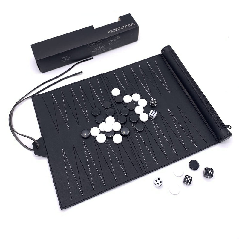 Roll Up Travel Backgammon Games, Foldable Board Games, Pu Travel Game, Portabl