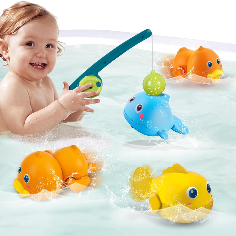 Dwi Dowellin Bath Toys for Toddlers, Magnetic Fishing Games Kids Bathtub To