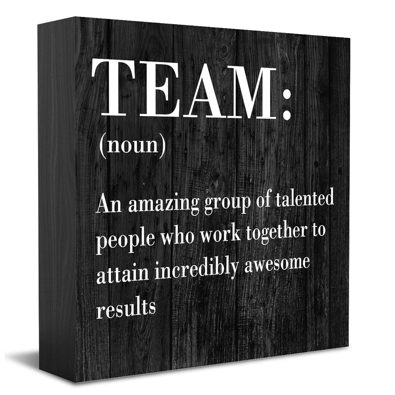 Inspirational Team Noun Office Decor Desk Decor Wooden Box Sign Rustic Black W