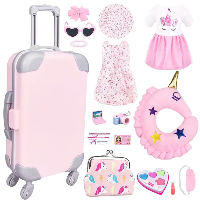 17Pcs 18 Inch Girl Doll Clothes And Accessories Doll Accessories Travel Pla