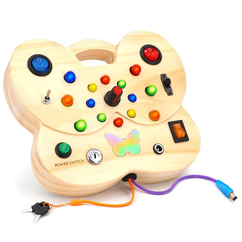 Montessori Toddler Busy Board Wooden Led Busy Board With 15 Led Light Switc