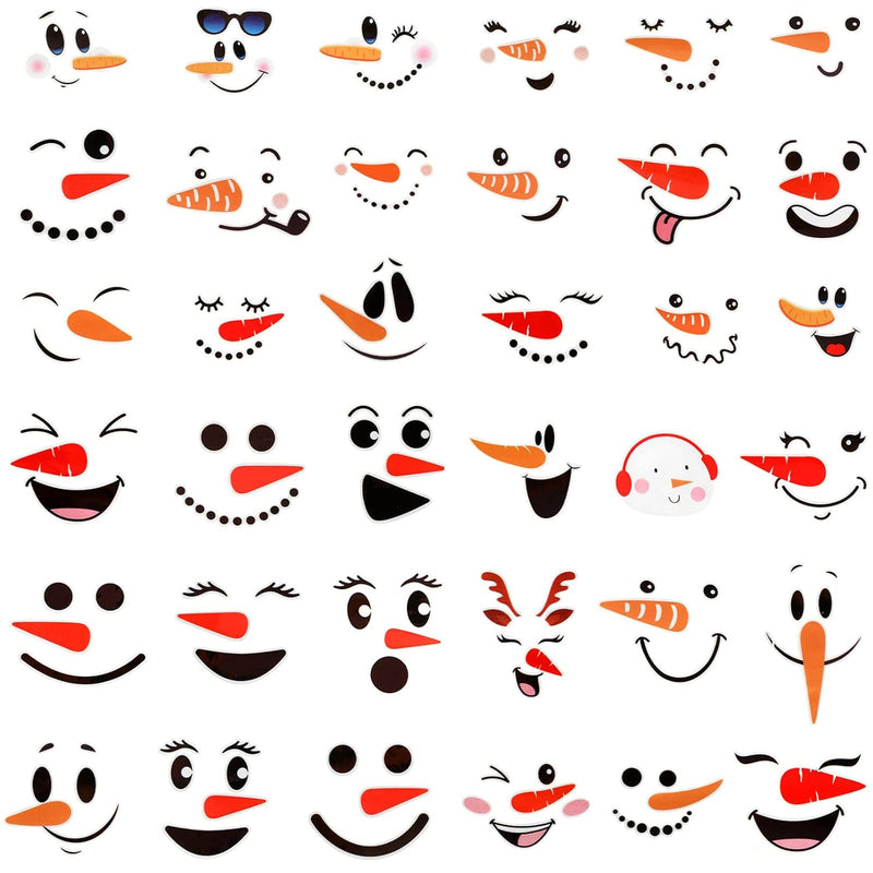 46 Pieces Snowman Faces Stickers Cute Snowman Faces Decals Small Christmas Gla