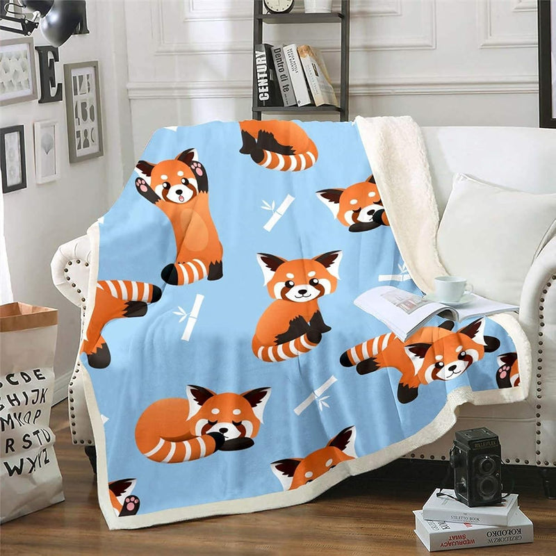 Red Panda Fuzzy Throw Blanket Cute Animal Pattern Blanket For Kids Boys Girls