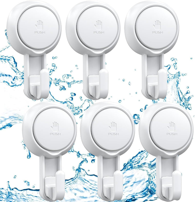 Suction Hooks Powerful Suction Cup Hooks Vacuum Suction Holder Heavy Duty Shower Suction Hooks Glass Door Window Christmas Wreath Hanger Waterproof Suction Hanger for Bathroom Kitchen (6Pack)