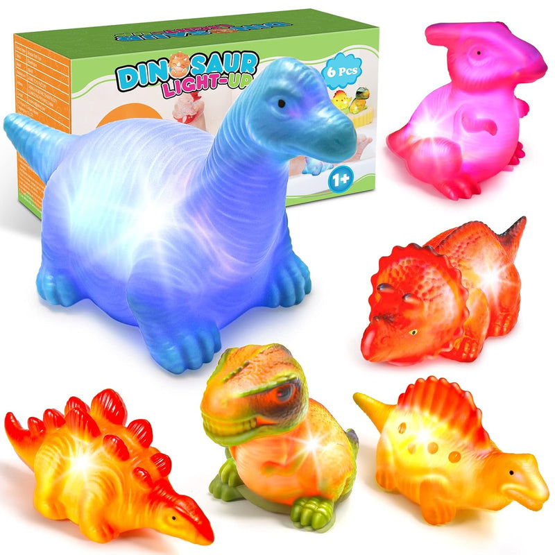 Baby Bath Toys For Toddlers 1 5, 6 Packs Light Up Floating Dinosaur Toys Fo