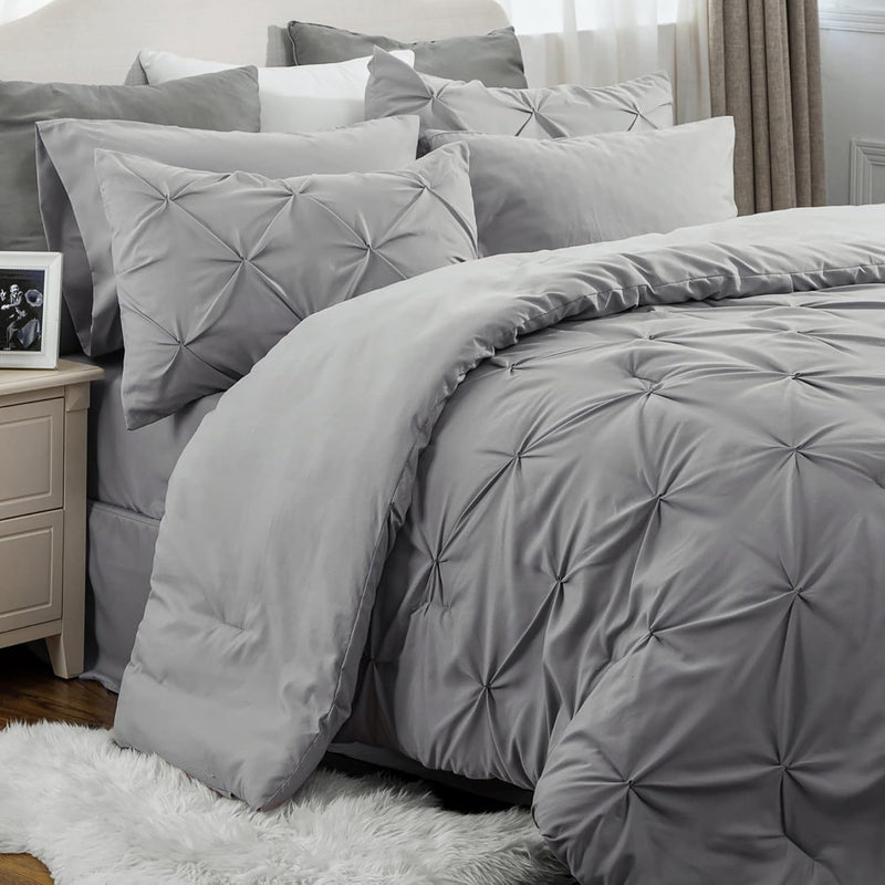 Full Size Comforter Sets - Bedding Sets Full 7 Pieces, Bed In A Bag Grey Bed S