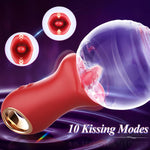 Vibrator Adult Sex Toys For Women – All-In-One Kissing & Licking Rose Toy With 10 Vibration Modes, G-Spot/C-Spot/Nipple/Clit Stimulation, New Material & Discreet Packaging