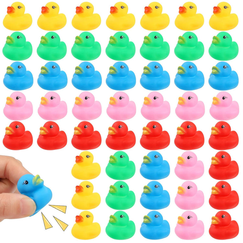 50 Pcs Rubber Ducks Bath Toy, Multicolor Mini Rubber Duck Bulk Float Duck B