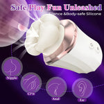 Sucking Vibrator Rose Sex Toy For Women -Upgraded 3In1 Mouth Vibrator Adult Sex Toys With 10 Sucking & Vibrating,App Control Rose Toy Clit Nipple Sucker G Spot Vibrators For Couples(White)