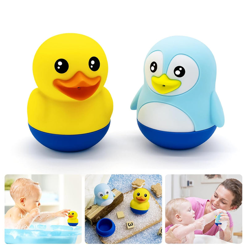 Baby And Toddler Bath Toy, Squeeze And Squirt Durable Silicone Animals Bathtub