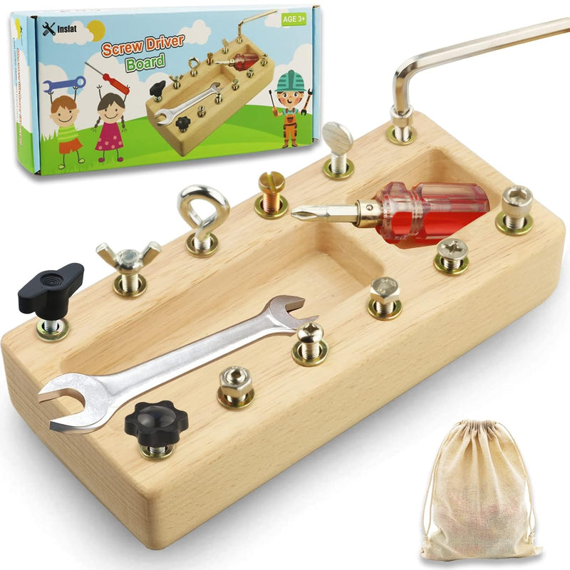Montessori Screwdriver Board Set, Wooden Montessori Toys For 3 4 5 Year Old