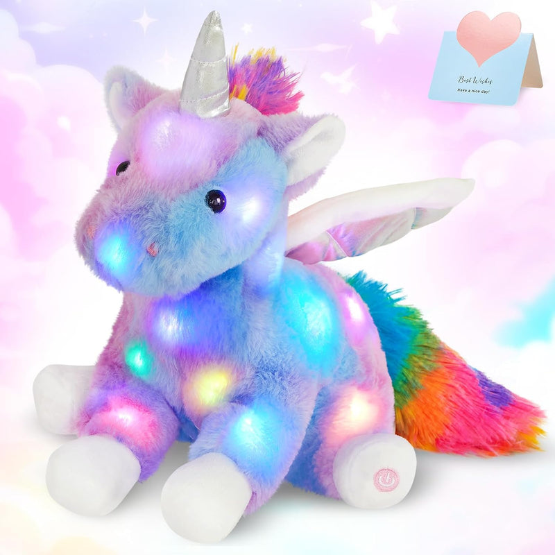 16.5" Unicorn Light Up Unicorn Stuffed Animal Glowing Soft Plush Toys Decor