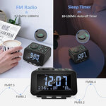 Digital Dual Alarm Clock Radio - 0-100% Dimmer with Weekday/Weekend Mode, 6 Sounds Adjustable Volume, FM Radio w/Sleep Timer, Snooze, 2 USB Charging Ports, Thermometer, Battery Backup