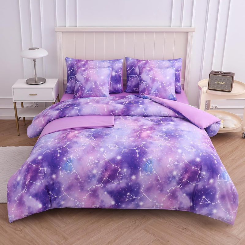 Full Size Bedding Sets Kids Bedding Sets For Girls,Galaxy Bedding 7Pieces Glit
