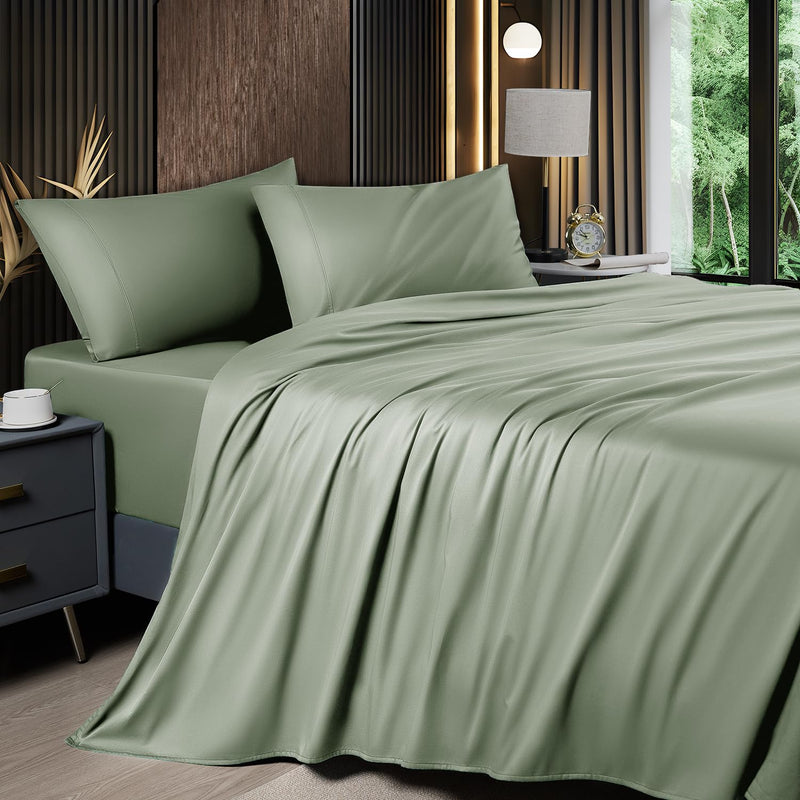 Cooling Breathable Bamboo Bed Sheets Set - King Size,1800 Thread Count Super S