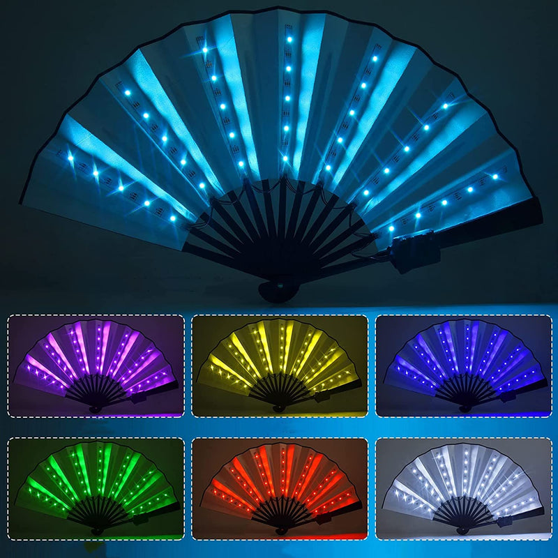 Folding Fan Led Fan Light Up Hand Fan Stage Performance Show Glowing Light Up