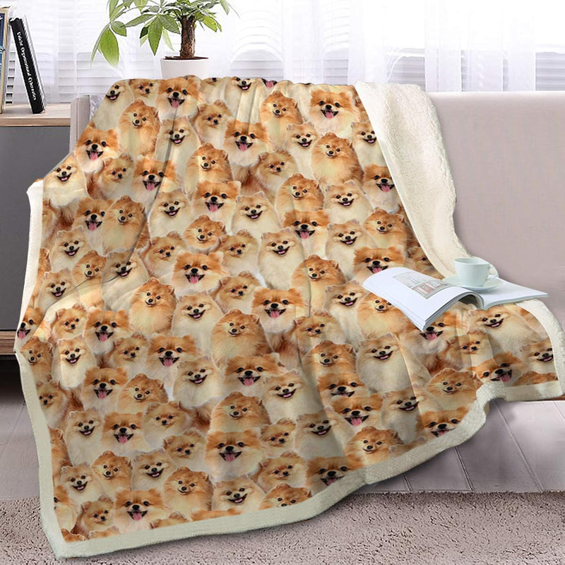 Pomeranian Throw Blanket Fuzzy Dogs Blanket For Kids People Cute Puppy Fleece