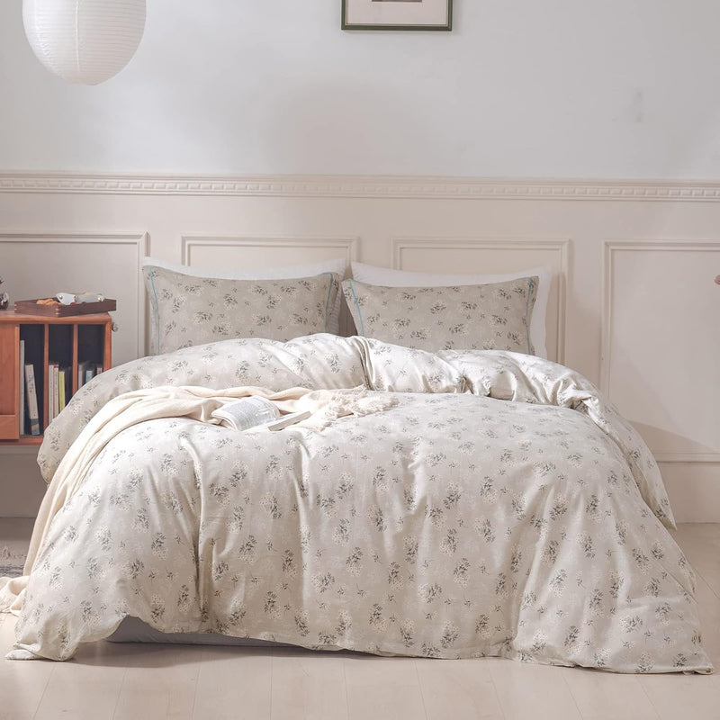 Boho Floral Duvet Cover King Cotton Aesthetic Bedding Set King Size Comforter