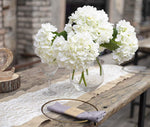 5PCS 15.4In Artificial Hydrangea Silk Flowers Bouquet Faux Hydrangea Stems for Wedding Centerpieces Home Decor (White, 5)