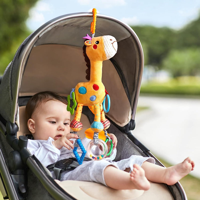 Giraffe Hanging Rattle Toys, Soft Baby Hanging Toys With Wind Chimes, Strol