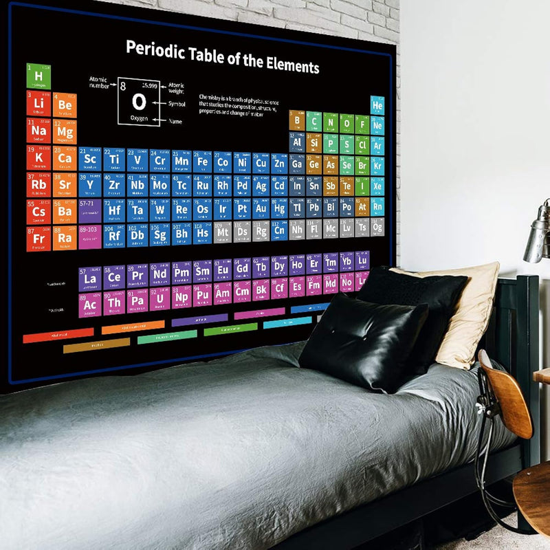Periodic Table Tapestry 80Wx60L Inch Chemistry Elements Educational Scientific