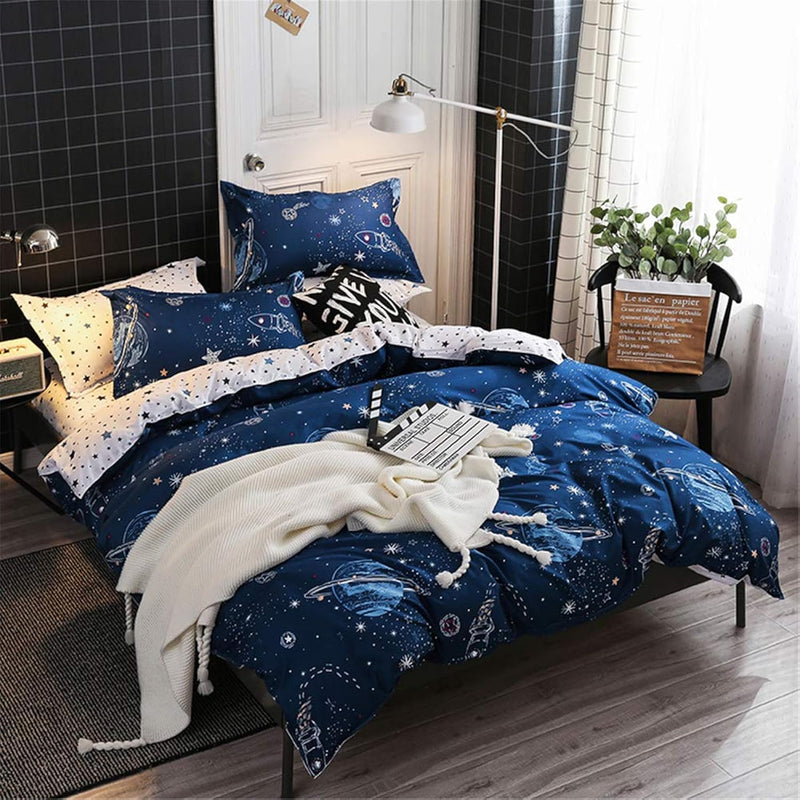 Boys Star Galaxy Bedding Duvet Cover Full Queen Size Space Planet Boundless Ga