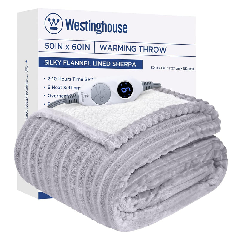 Heated Blanket Electric Throw 50"X60" With 6 Heating Levels & 2 To 10 Hours He