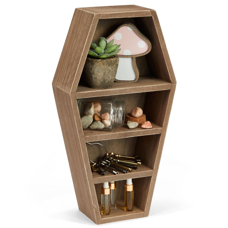 Coffin Shaped Shelf, Spooky Gothic Home Decor For Tabletop, Small Trinkets, Ni