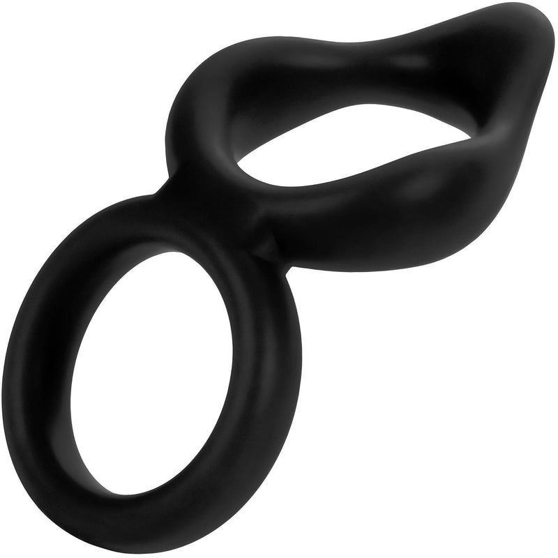 F-88 100% Liquid Silicone Cock And Ball Ring With Upper Tip For Partner'S Stimulation - Double Cock Ring Sex Toys For Men For Erection Enhancement - Penis Cockring Adult Sex Toys (Black)