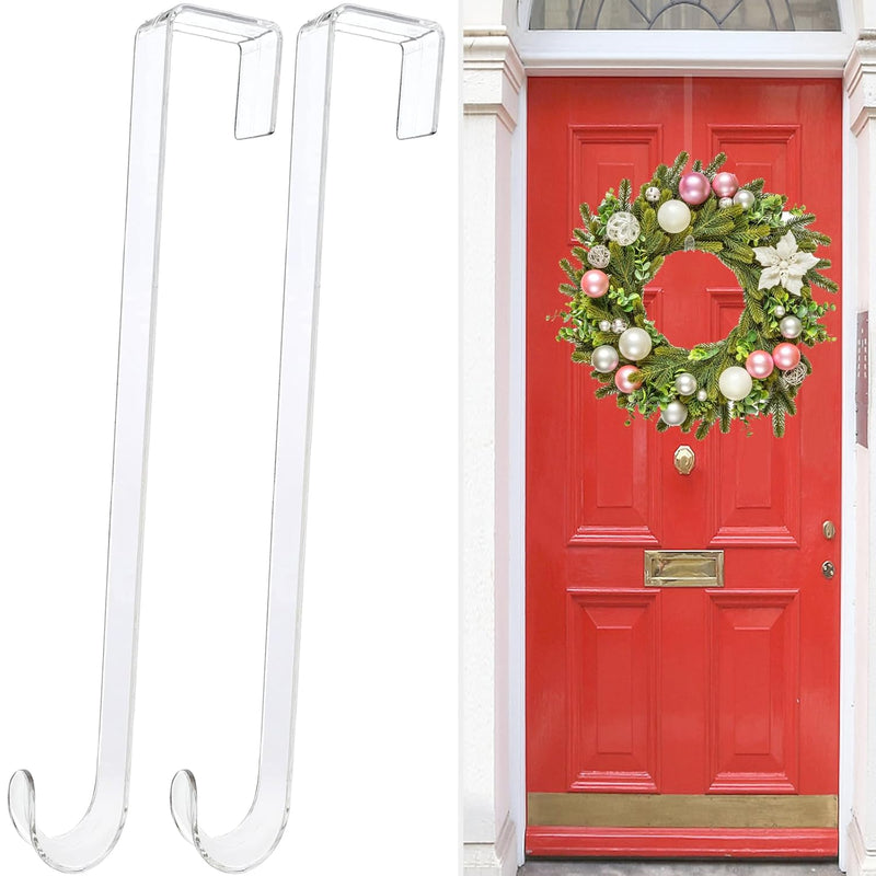 Wreath Hangers For Front Door,12 In Door Hanger Hook Clear Wreath Hanger,2 Pac