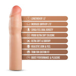 Blush Sex Toys For Men - Performance Plus Resilience Realistic Penis Extender Sleeve - 7 Inch - Dual Density Liquid Silicone Reusable Cock Sleeve - Penis Extension Enlarger Male Pleasure Tool - Beige