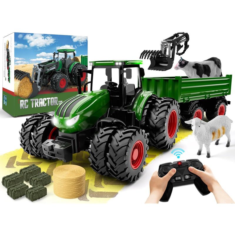 Remote Control Tractor Toy, Kids Rc Tractor Set & Truck And Trailer Front L