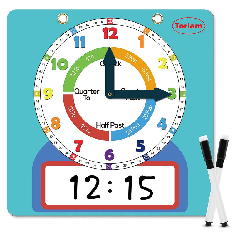 Magnetic Writable Dry Erase Learning Clock | Clock for Kids Learning to Tel