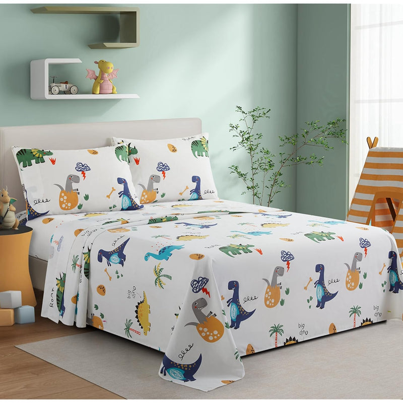 Kids Boys Toddlers Cute Printed 600 Thread Count Soft Deep Pocket Cotton Blend