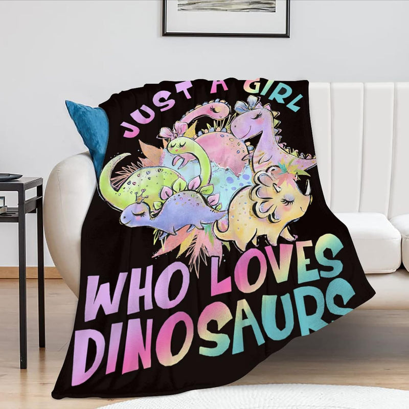 Just A Girl Who Loves Dinosaurs Blanket Cute Dinosaurs Decor Throw Blanket Gif