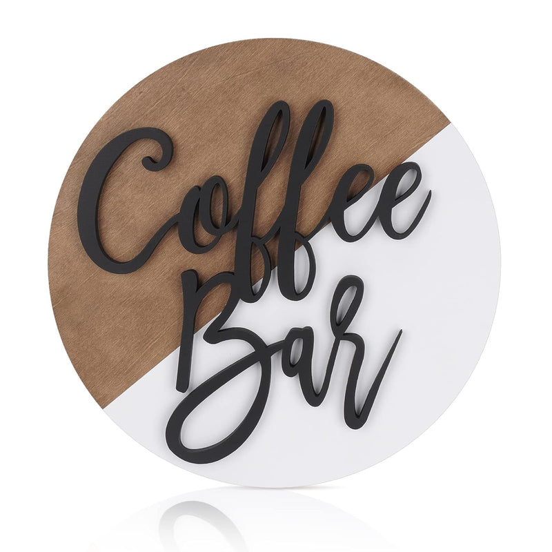 Wooden Coffee Bar Sign Round-Modern Farmhouse Coffee Bar Decor 3D Coffee Cutou