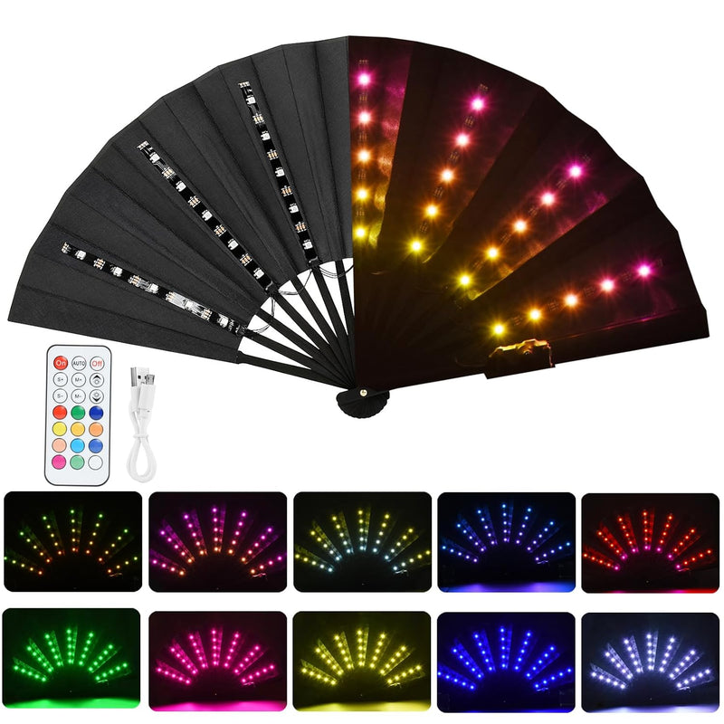 Party Led Hand Fan, Light Up Hand Fan, Colorful Glowing Handheld Folding Fan W