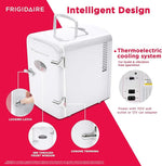WHITE, Mini Portable Fridge, 4 Litres Capacity, Chills Six 12oz Cans, 100% Freon-Free & Eco Friendly, Beverage Cooler- White