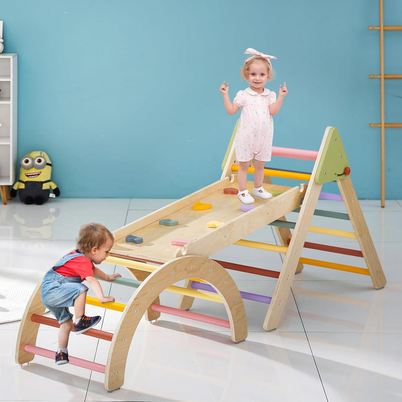 Pikler Triangle Set Climber Montessori Climbing Set Wooden Climbing Gym 5 I