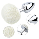 Bunny Tail Anal Plug, Metal Butt Plug With White Fluffy Rabbit Tail For Anal Sex Toys For Women Fun Sex Games (Big)
