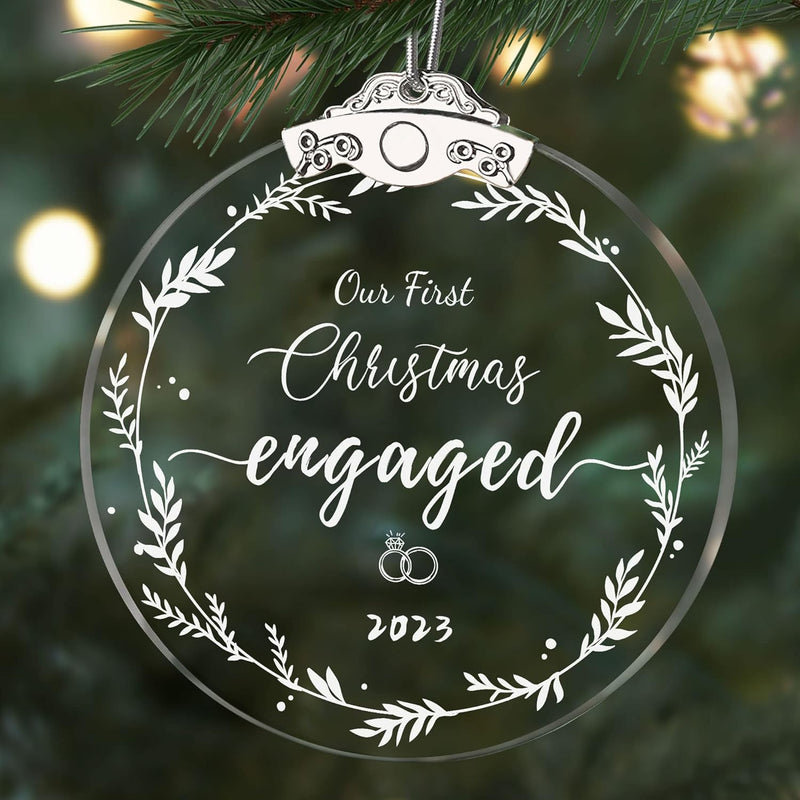 Engagement Gifts For Couples, Our First Christmas Engaged Ornaments 2023, Wedd